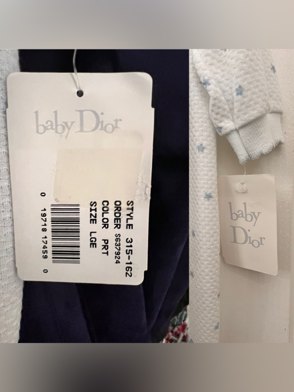 VTG Dior Baby White One-Piece Light Blue Sailboat & Bear & Logo Large 18-23 lbs. - Picture 15 of 15